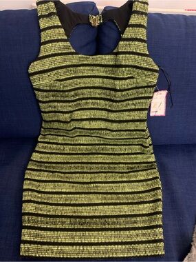 Symphony Yellow and Black Striped Mini Dress